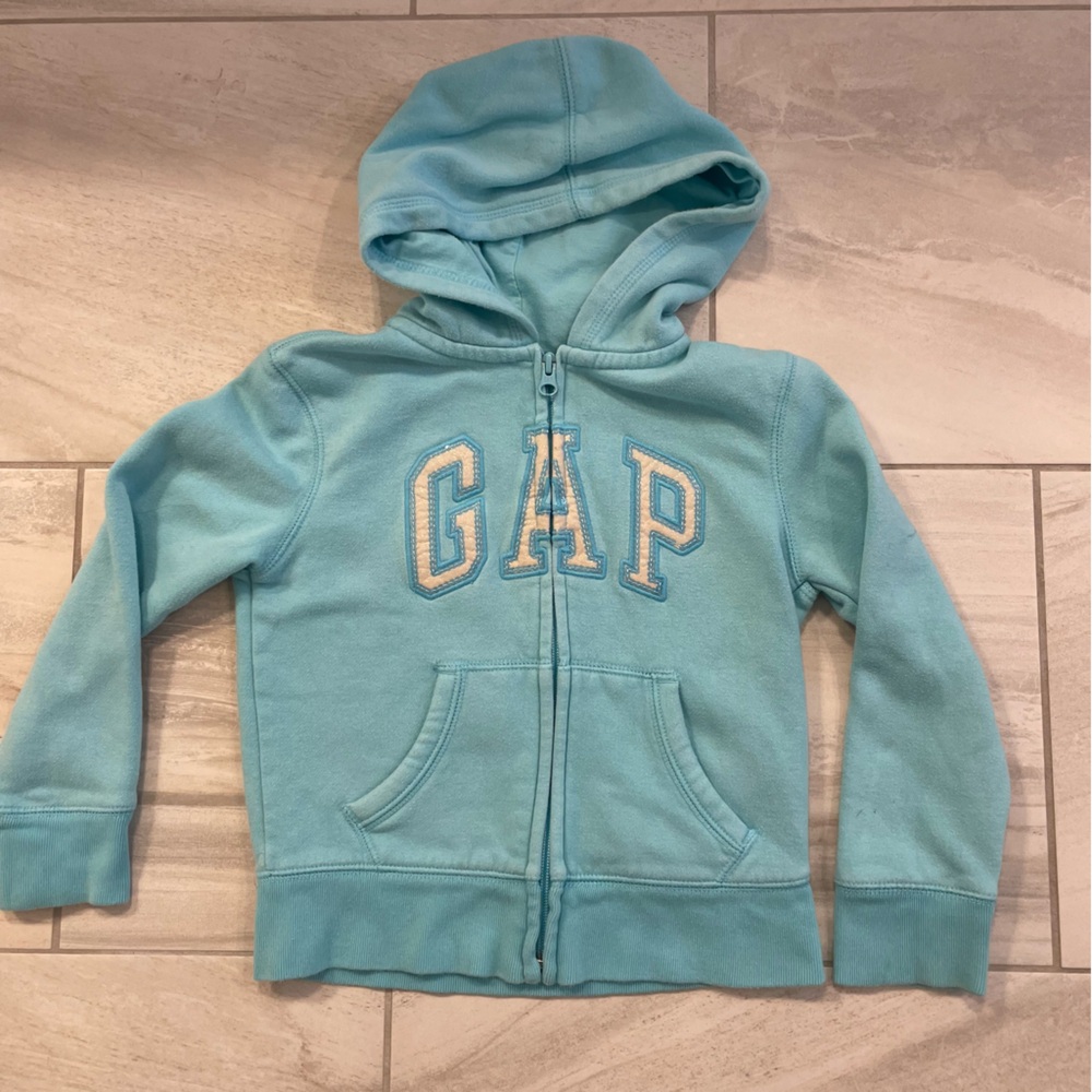Gap Kids Light Icy Blue Logo Full Zip Hoodie